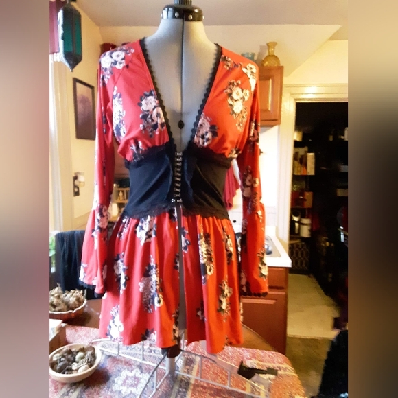 Tops - Red and black hook and eye diy top